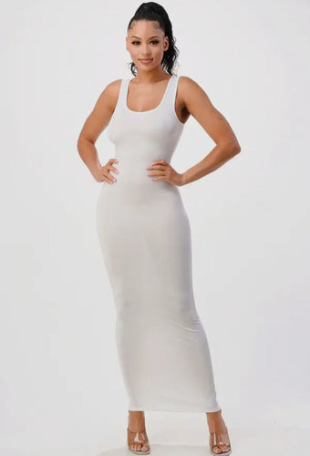 Muscle Tank Maxi Dress White - Real Black N Beyond