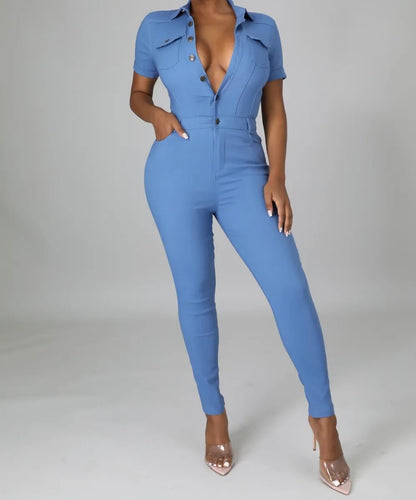 She’s Fierce Blue Jumpsuit - Real Black N Beyond